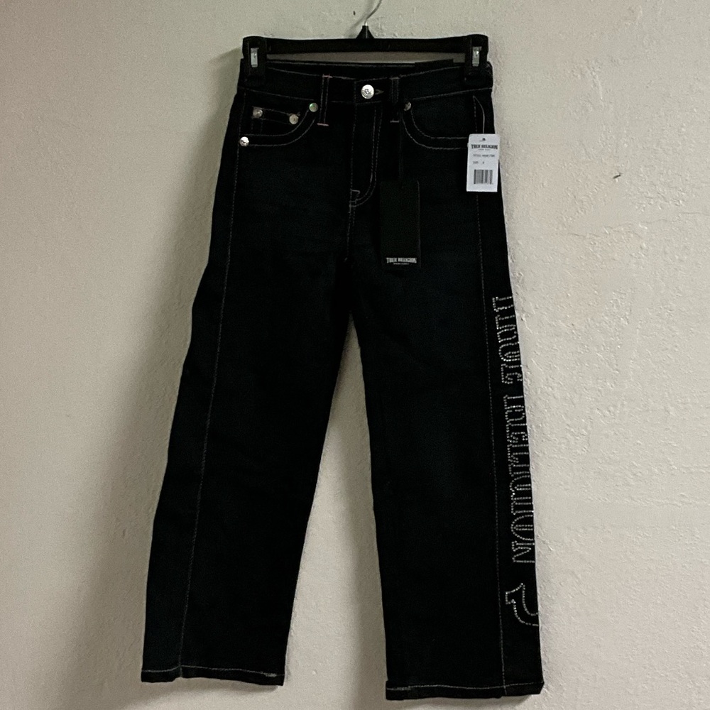 True Religion Black Straight Jeans for Men
